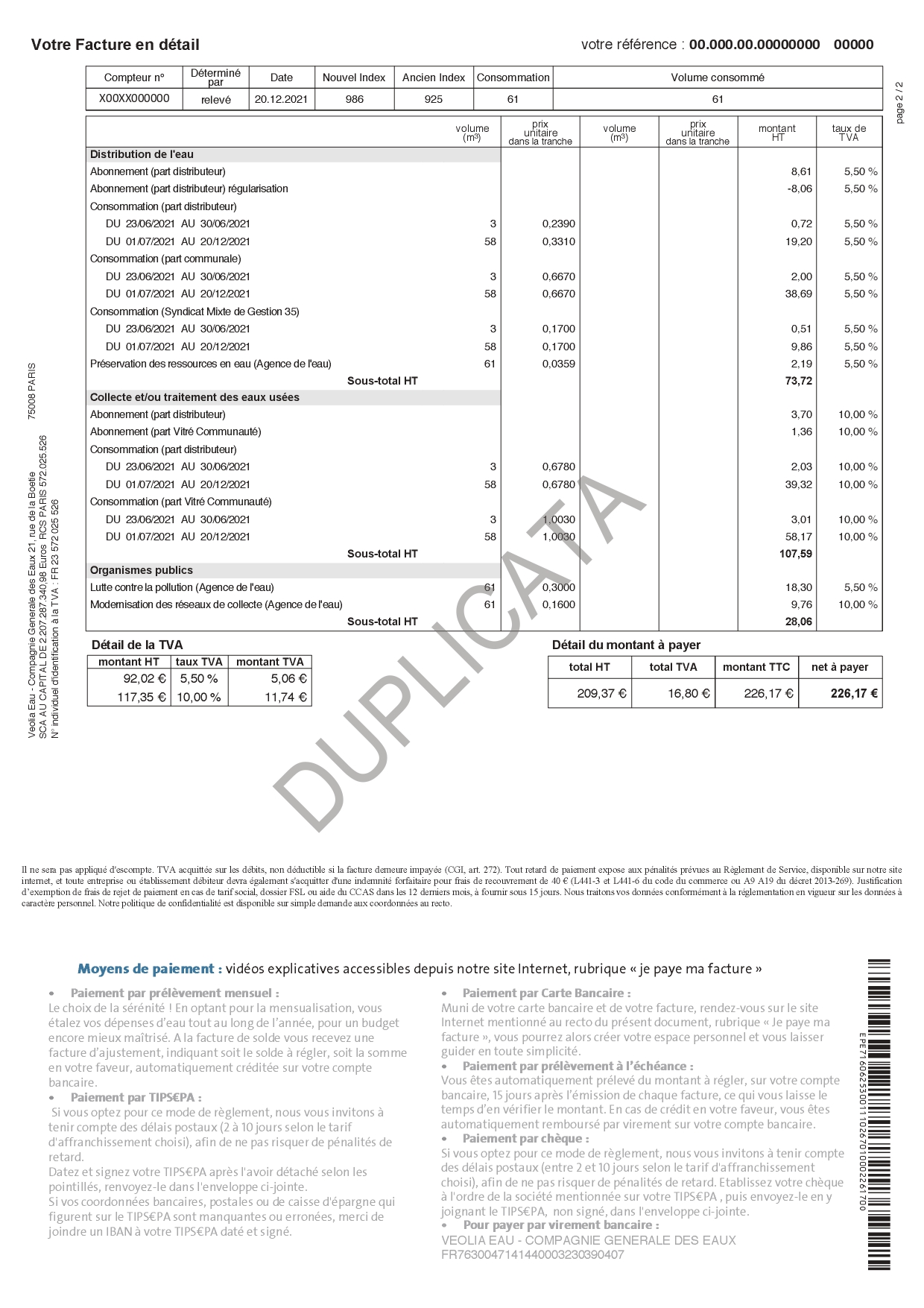 Facture Véolia 2